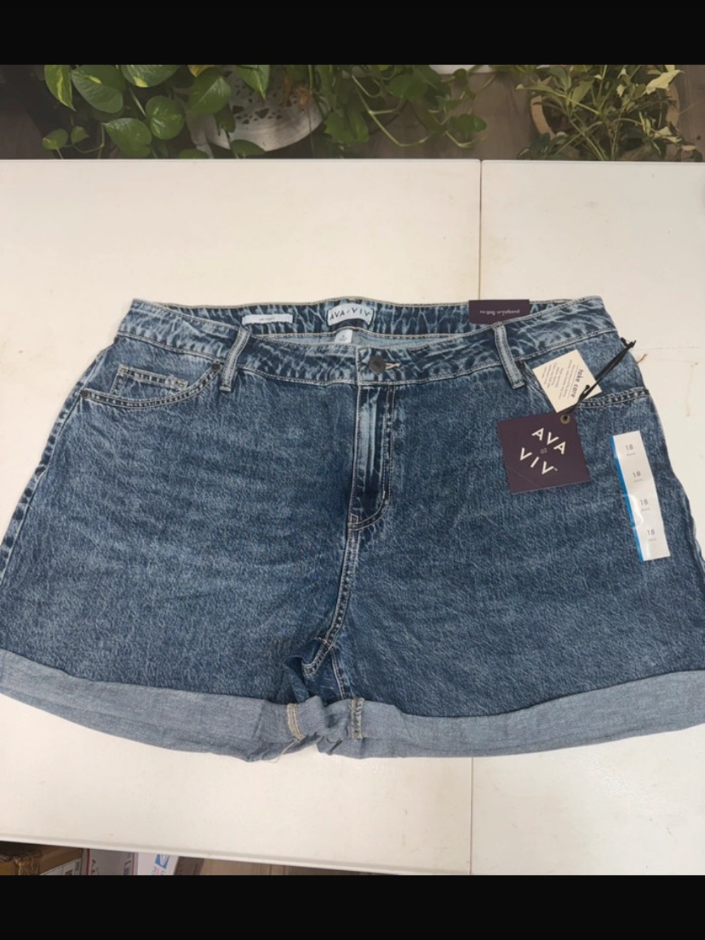 Ava & Viv Women's Denim Roll-Hem Shorts - Blue